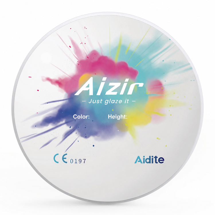 Aidite AiZir multilayer zirconia disc in VITA 3D-Master 1M1 shade for light, natural-looking dental restorations.