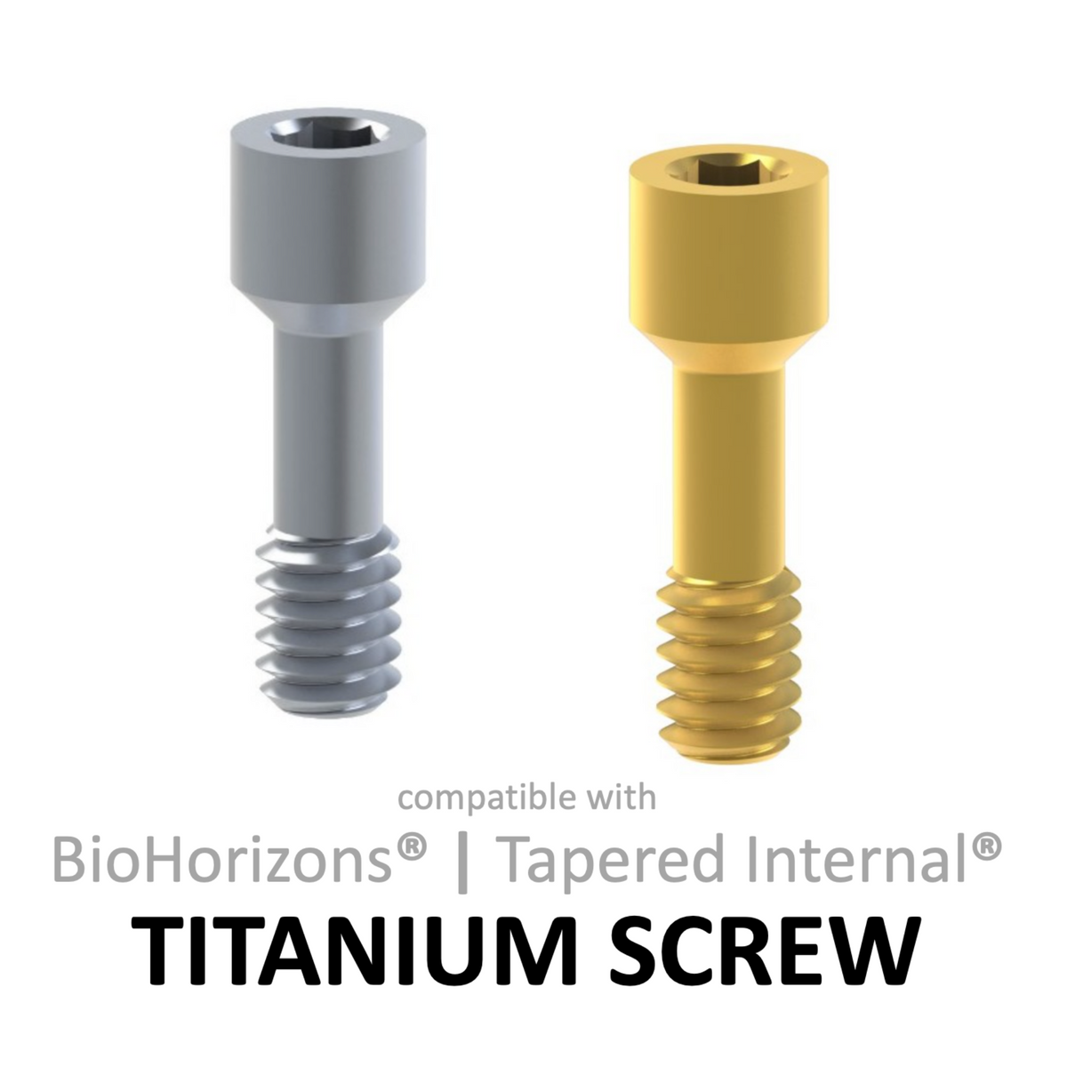 Titanium Screw compatible with BioHorizons® Tapered Internal® – Gro3X