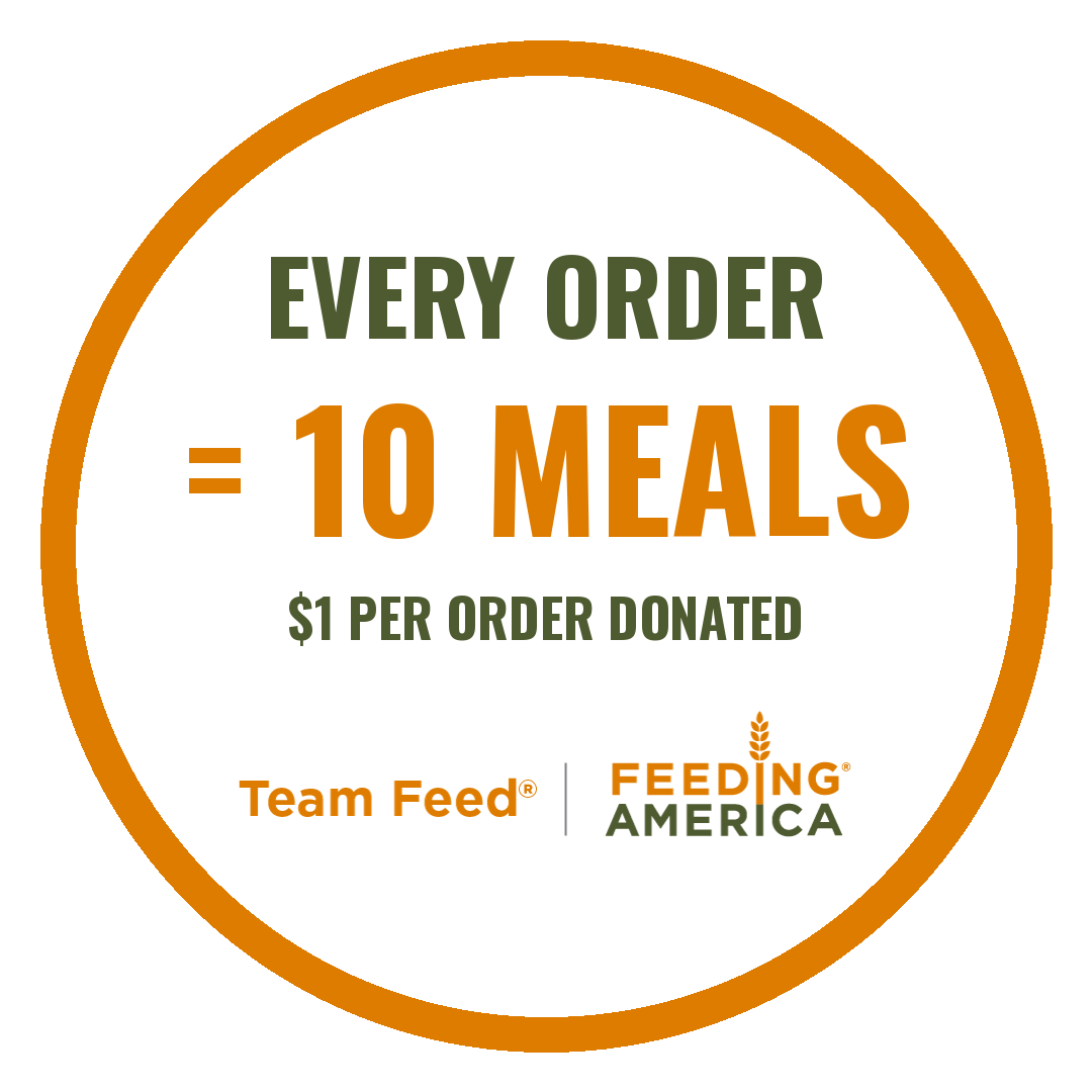 Every Gro3X order helps provide 10 meals through Feeding America ($1 donated per order)