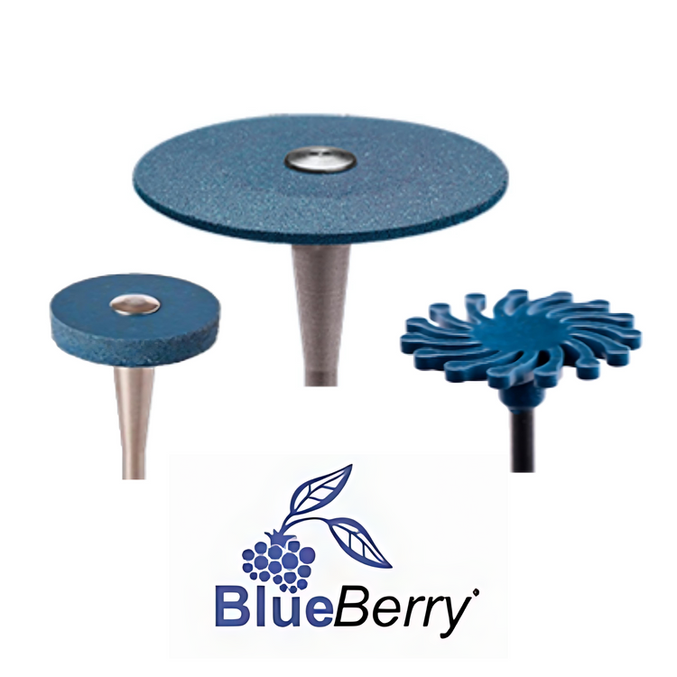 Wagner BlueBerry Medium diamond-infused instruments for refining zirconia and lithium disilicate restorations